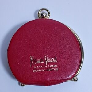 Neiman Marcus Red‎ Reptile Coin Purse Made in Spain Unique Accessory